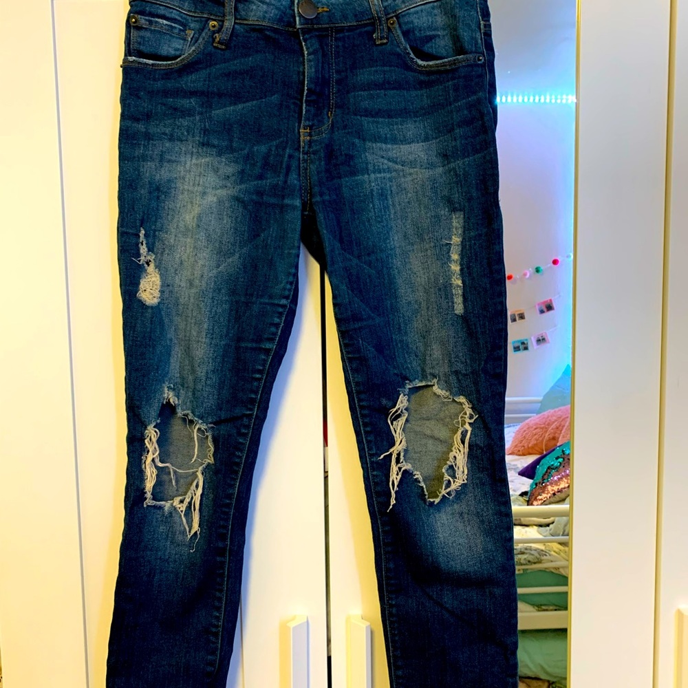 skinny ripped blue jeans